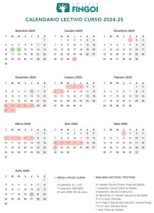 Calendario Lectivo Colexio Fingoi 2024-2025